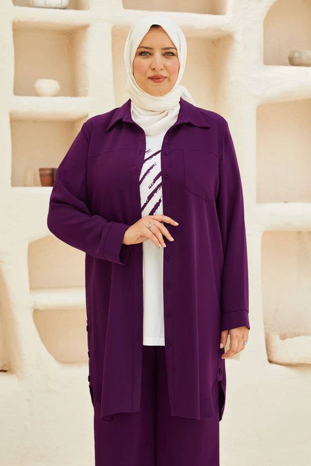Ensemble 3 Pièces Femme Voilée Modeste - Chemise Tunique Pantalon | Anika