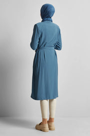 Veste Longue Ceinturée Modal - Élégance Structurée Femme Voilée | Anika