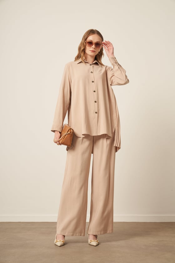 Combinaison Cupra Femme Beige FTZ | Tunique-Pantalon Fluide Chic Anika