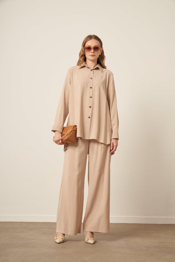 Combinaison Cupra Femme Beige FTZ | Tunique-Pantalon Fluide Chic Anika