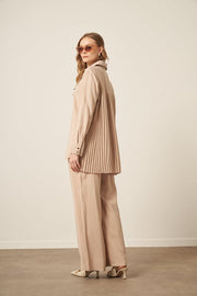 Combinaison Cupra Femme Beige FTZ | Tunique-Pantalon Fluide Chic Anika