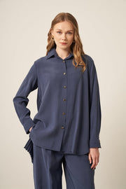 Combinaison Cupra Femme Bleu Marine FTZ | Tunique-Pantalon Chic & Sobriété Anika