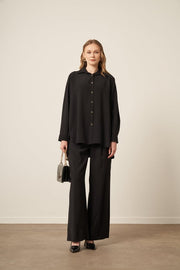 Combinaison Cupra Femme Noire FTZ | Tunique-Pantalon Fluide Élégante Anika