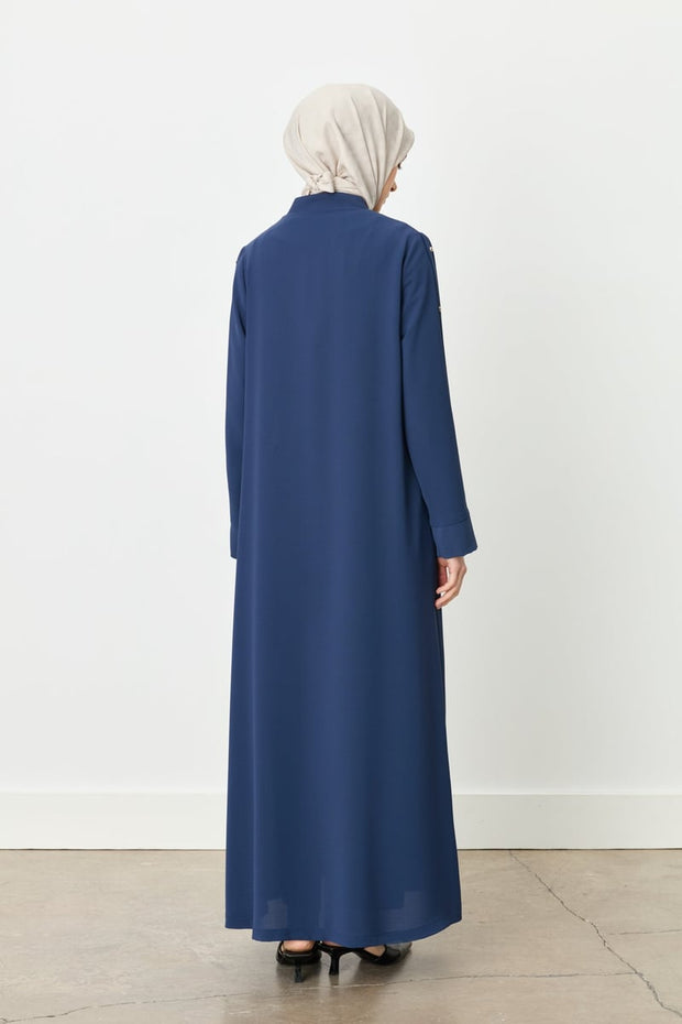 Abaya Nihan Col Juge & Manches Détaillées - Élégance Structurée Femme Voilée | Anika