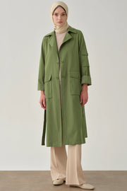 Trench Rayé Col Blazer Femme Voilée - Chic & Urbain  | Anika