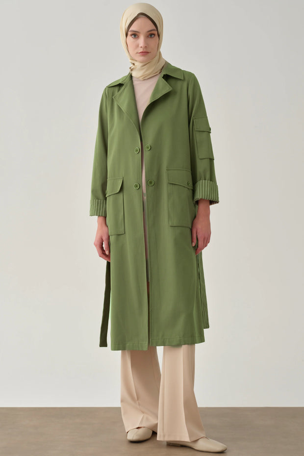 Trench Rayé Col Blazer Femme Voilée - Chic & Urbain  | Anika