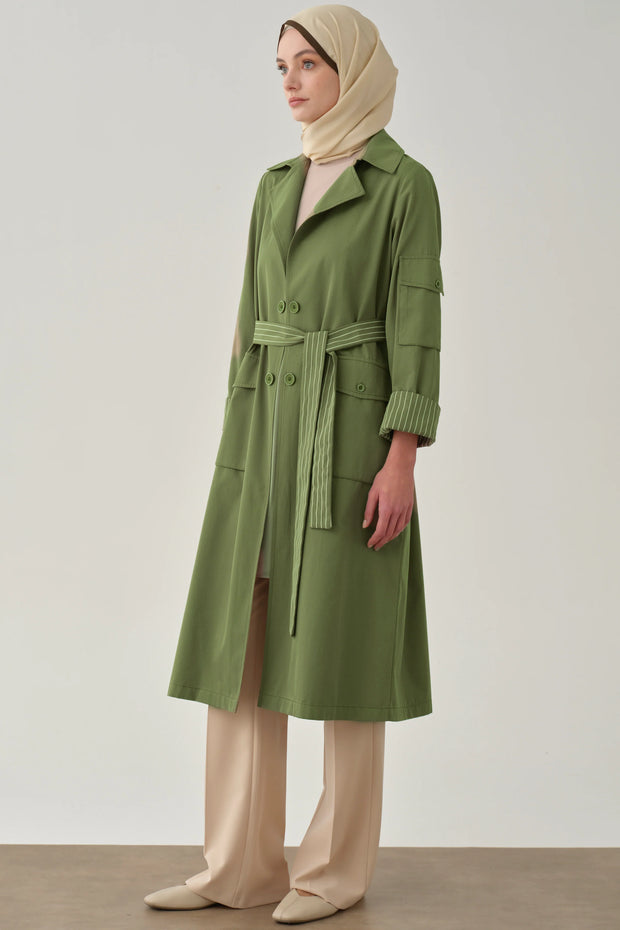 Trench Rayé Col Blazer Femme Voilée - Chic & Urbain  | Anika