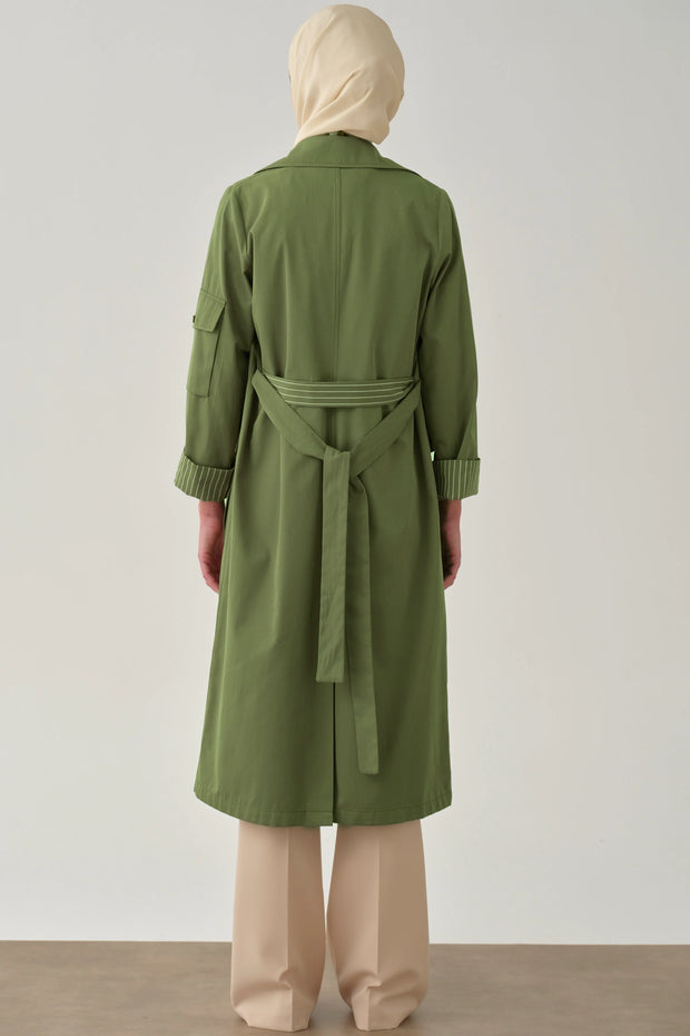 Trench Rayé Col Blazer Femme Voilée - Chic & Urbain  | Anika