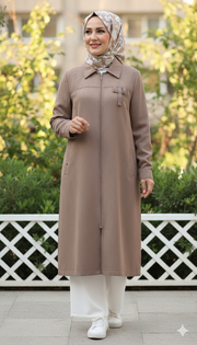 Veste Longue Ceinturée en Modal Femme Voilée - Style Fluide & Chic | Anika