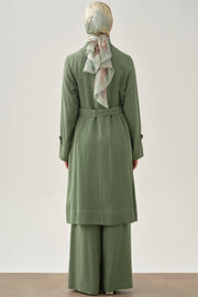 Veste Longue 100% Lyocell à Surpiqûres - Style Minimaliste Chic | Anika